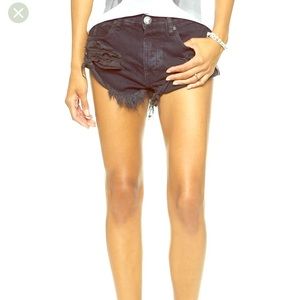 One Teaspoon Black Distressed Jean Shorts